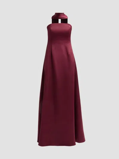 Ramy Brook Women's Karma Satin Scarf Gown In Cranberry