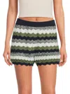 Ramy Brook Women's Katharine Chevron Pattern Cotton Shorts In Green