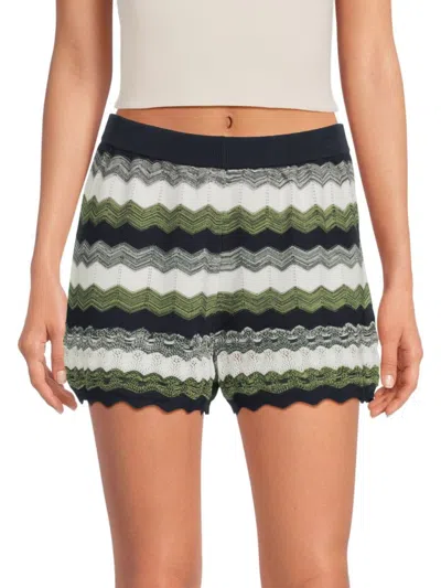 Ramy Brook Women's Katharine Chevron Pattern Cotton Shorts In Green