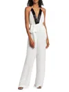 Ramy Brook Kayla Womens Satin Embellished Jumpsuit In Ivory