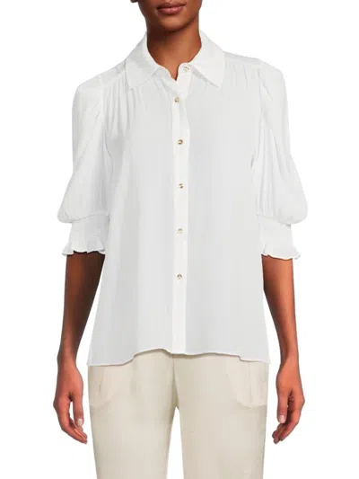 Ramy Brook Women's Kaylor Puff-sleeve Button Blouse In Black