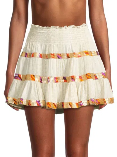Ramy Brook Women's Khloe Pattern Embellished Mini Skirt In White
