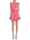 Ramy Brook Women's Knox Floral Blouson Minidress In Bright Raspberry Multi