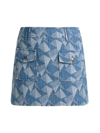 Ramy Brook Women's Kory Geometric Denim Miniskirt In Blue