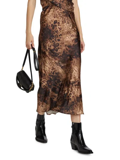 Ramy Brook Women's Krisia Leopard Slip Midi-skirt In Brown