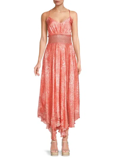 Ramy Brook Women's Lace Trim Animal Print Maxi Dress In Rose