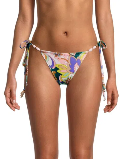 Ramy Brook Women's Lanai Print Side Tie Bikini Bottom In Multi