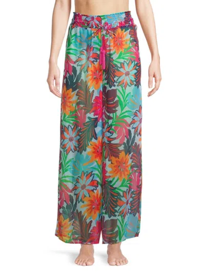 Ramy Brook Women's Lancaster Floral Chiffon Wide-leg Pants In Flower Print Multi