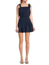 Ramy Brook Women's Laurel Smocked Cotton Minidress In Spring Navy