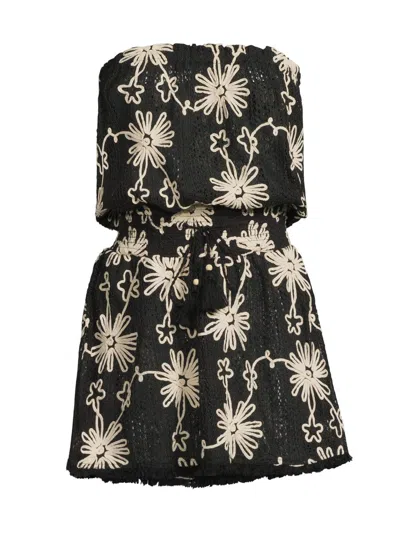 Ramy Brook Lauryn Floral Print Strapless Cover-up Dress In Black
