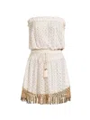 Ramy Brook Women's Lauryn Fringe Zig-zag Knit Minidress In White Zigzag