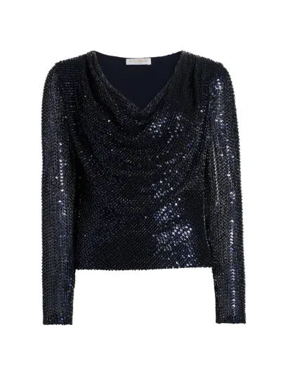 Ramy Brook Women's Leon Sequined Cowlneck Top