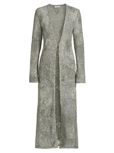 Ramy Brook Women's Liana Embroidered Open-knit Duster In Green