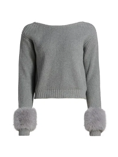 Ramy Brook Women's Lisa Ribbed Wool-blend Sweater In Gray