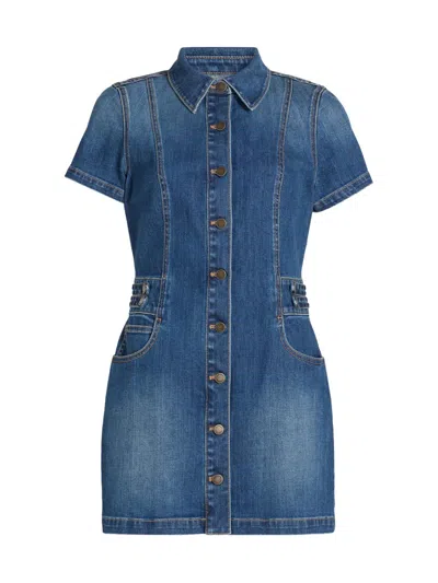 Ramy Brook Liv Button Down Denim Mini Dress In Blue