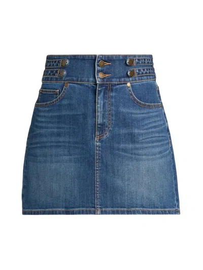 Ramy Brook Women's Liv High-rise Button-tab Miniskirt In Blue