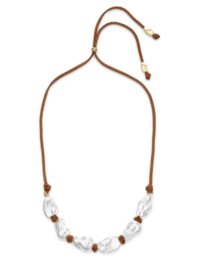 Ramy Brook Women's Luna Goldtone, Suede & Glass Beaded Necklace In Red