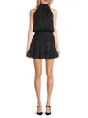 Ramy Brook Women's Mahala Print Blouson Mini Dress In Black Combo