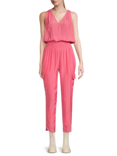 Ramy Brook Women's Malay Smocked Waist Cropped Jumpsuit In Candy Pink