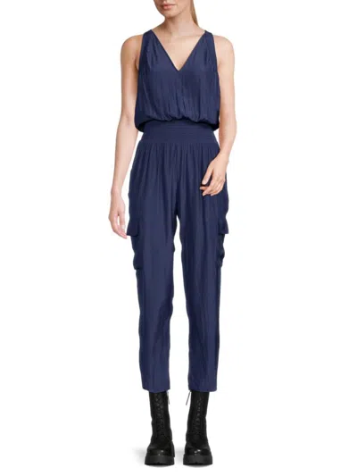 Ramy Brook Women's Malay Smocked Waist Cropped Jumpsuit In Spring Navy