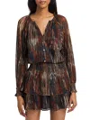 Ramy Brook Malcolm Metallic Abstract Print Long Sleeve Minidress In Multi