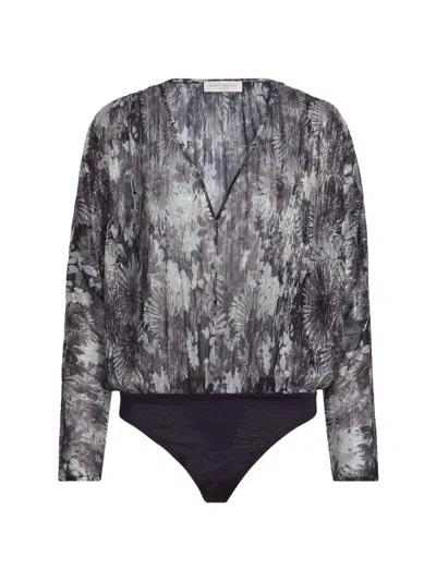 Ramy Brook Women's Margot Metallic Floral Bodysuit In Gray