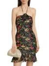 Ramy Brook Margret Ruched Ruffle Mini Dress In Multi
