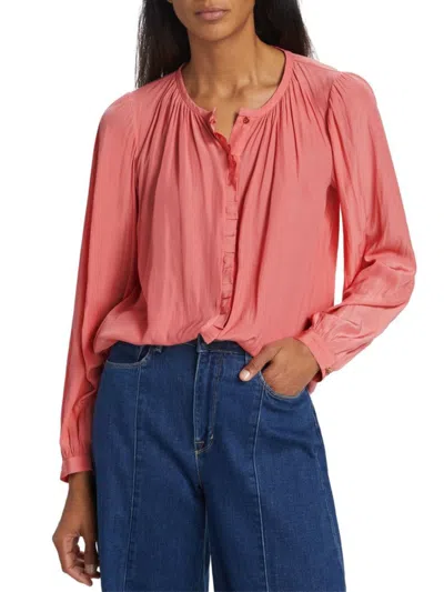 Ramy Brook Women's Maria Satin Shirt In Poppy Pink