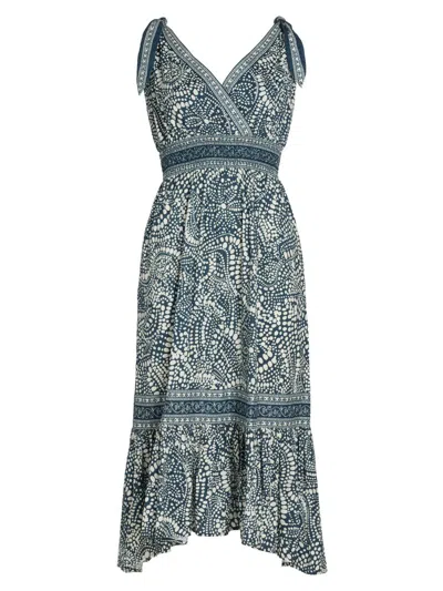 Ramy Brook Women's Mariam Printed Cotton A-line Midi-dress In Blue