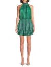 Ramy Brook Women's Marie Shimmer Blouson Minidress In Meadow Green