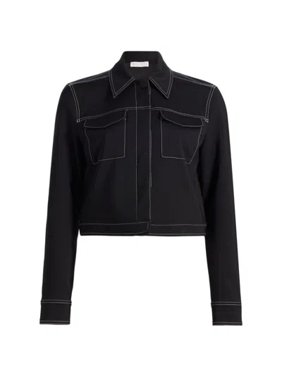 Ramy Brook Marrie Stitched Stretch Cotton Jacket In Black