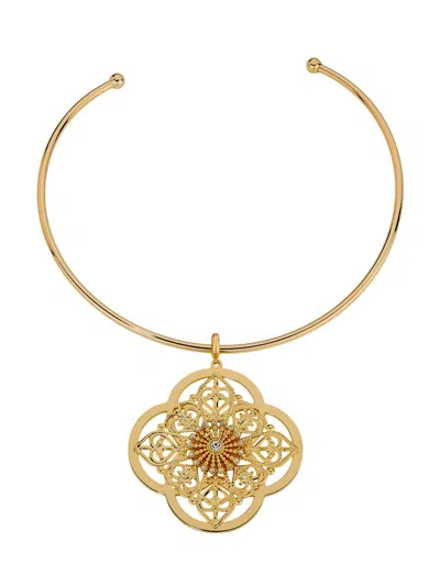 Ramy Brook Women's Medallion Filagree Laya Goldtone, Glass & Cubic Zirconia Pendant Necklace In Metallic