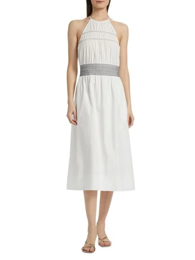 Ramy Brook Women's Melanie Smocked Cotton Midi-dress In White