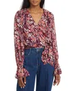 Ramy Brook Women's Melody Floral Surplice Blouse In Cabernetcomboabstractspot
