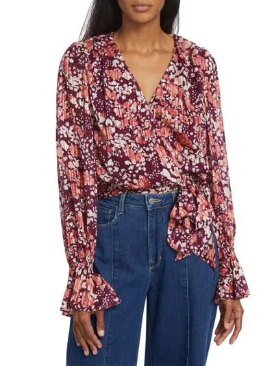 Ramy Brook Women's Melody Floral Surplice Blouse In Cabernetcomboabstractspot