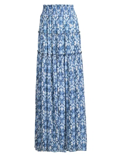 Ramy Brook Mertie Coverup Maxi Skirt In Spring Navy Multi