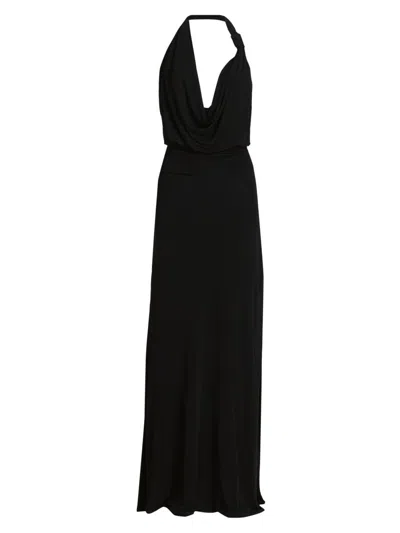 Ramy Brook Michelle Jersey Plunging Halter Gown In Black