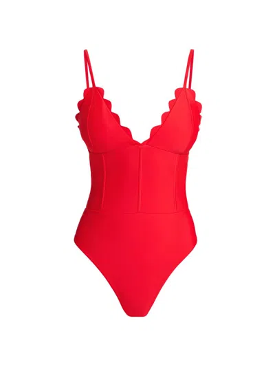Ramy Brook Women's Mikayla Scalloped One-piece Swimsuit In Orange