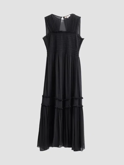Ramy Brook Annie Smocked Bodice Midi Dress In Blue