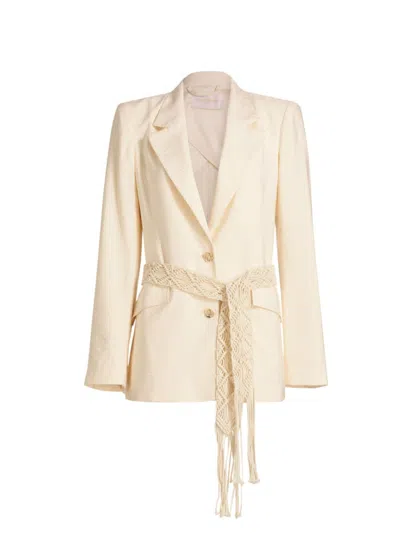 Ramy Brook Mildred Macrame Belted Blazer In Rattan