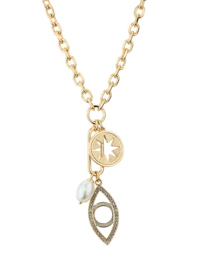 Ramy Brook Women's Mina Goldtone, Glass Crystal & Imitation Pearl Charm Necklace In Orange