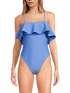 Ramy Brook Women's Minna Ruffled One-piece Swimsuit In Serene Blue