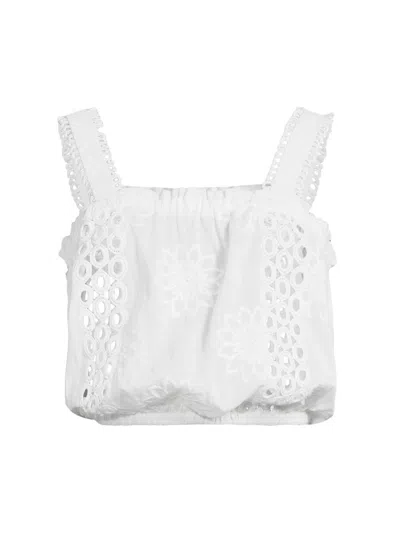 Ramy Brook Women's Misha Embroidered Cotton Crop Top In White