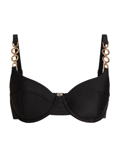Ramy Brook Women's Mona Embellished Bikini Top In Black