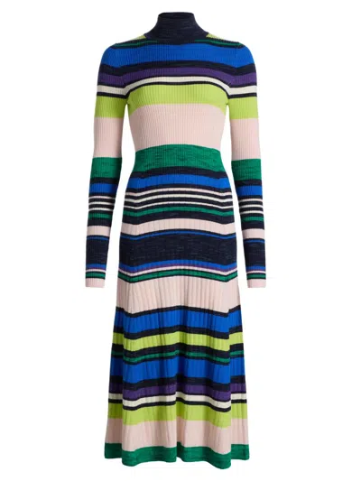 Ramy Brook Monaco Merino Mock Neck Midi Dress In Multi