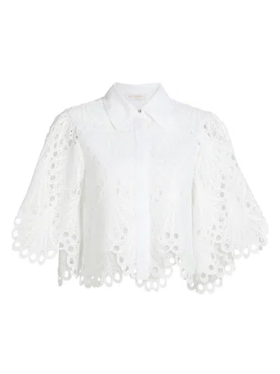 Ramy Brook Women's Myrtle Lace Short-sleeve Button-up Shirt In Ivory