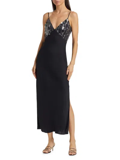 Ramy Brook Women's Nadiene Embellished Midi Dress In Black