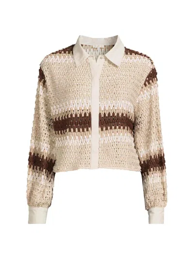 Ramy Brook Women's Naomi Colorblocked Crochet Cover-up Shirt