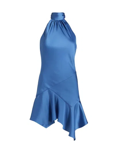 Ramy Brook Women's Nari Satin Halter Minidress In Blue
