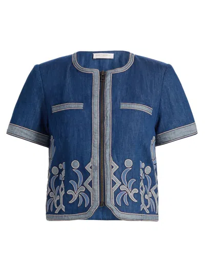 Ramy Brook Women's Nicko Embroidered Denim Zip-up Jacket